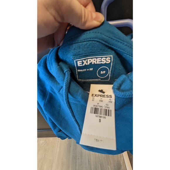 EXPRESS BLUE / TEAL FLEECE HOODIE - Picture 3 of 3